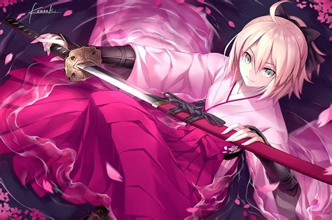 Hd Wallpaper White Haired Female Anime Character With Sword
