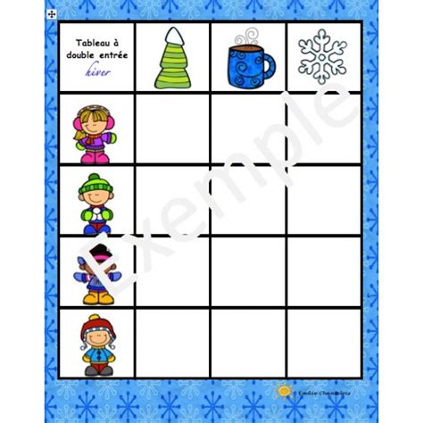 Tableau à double entrée: l\'hiver