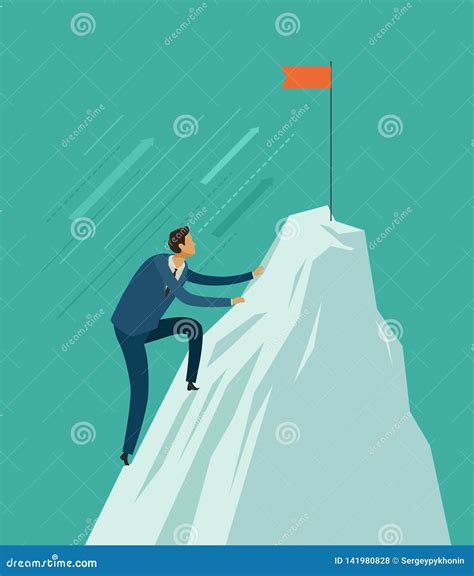 Businessman Climb To The Top Of The Mountain Achieving Goal Business