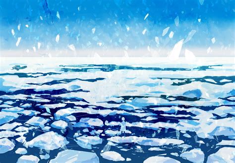 Wallpaper Sunlight Anime Girls Water Reflection Winter Iceberg