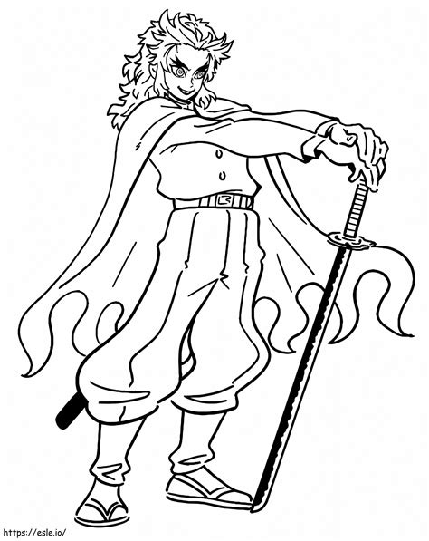 Kyojuro Rengoku With His Sword Coloring Page