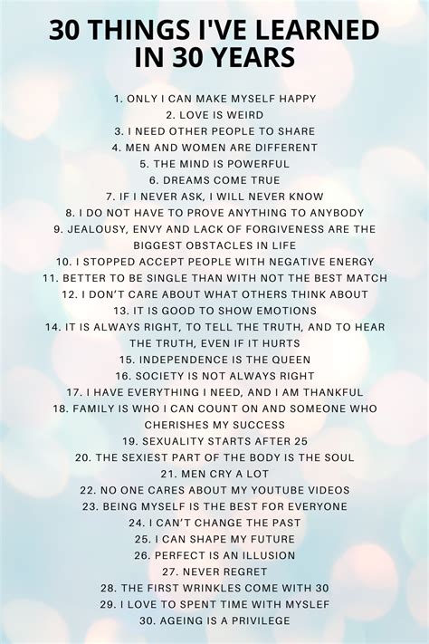 30 Things I Ve Learned In 30 Years