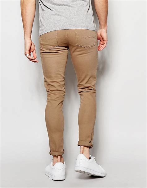 Asos Denim Super Skinny Jeans In Light Brown For Men Lyst