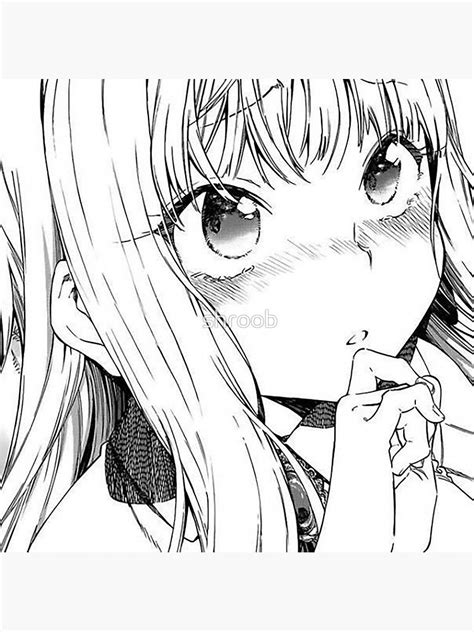 Cute Blonde Waifu Ahegao Senpai Girl Anime Manga Black White Baka