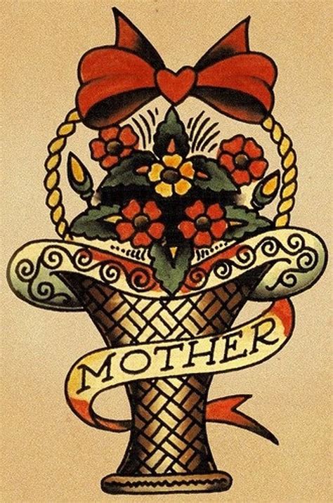 Vintage Sailor Jerry Mother Flower Basket Tattoo Etsy