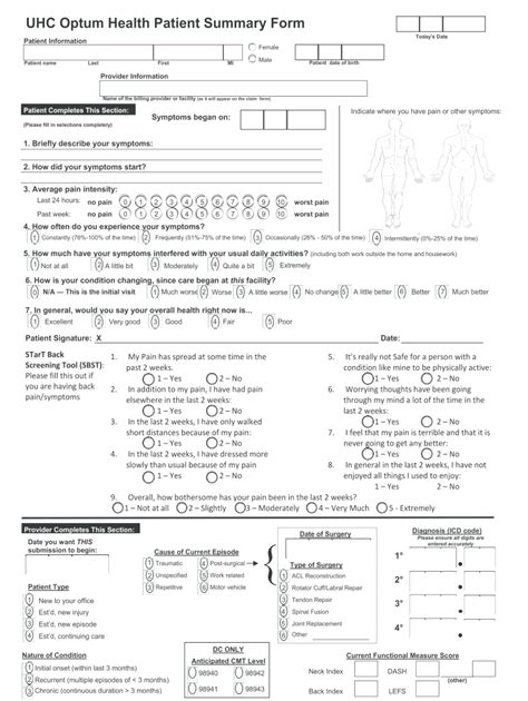 Optum Patient Summary Form Fill Online Printable Fillable Blank