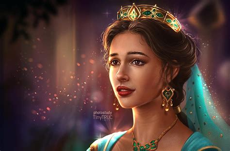 Naomi Scott As Princess Jasmine Disney Art Tinytruc Fanart Earrings Naomi Scott Hd