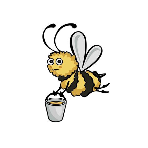 Bee Carrying A Bucket Of Honey Vector Illustration Vector Art At Vecteezy