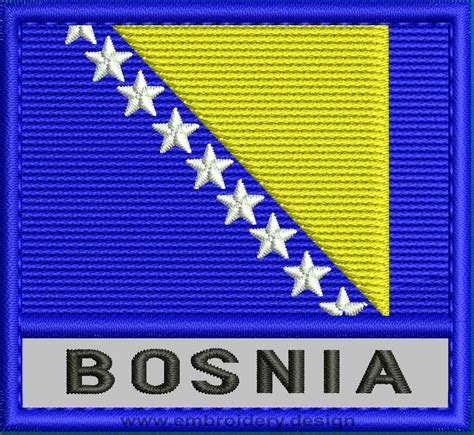 Design embroidery Flag of Bosnia with Text Caption and Colour Trim by embroidery design