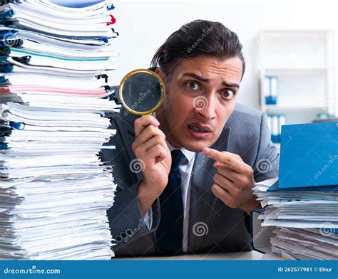 Businessman With Heavy Paperwork Workload Stock Image Image Of