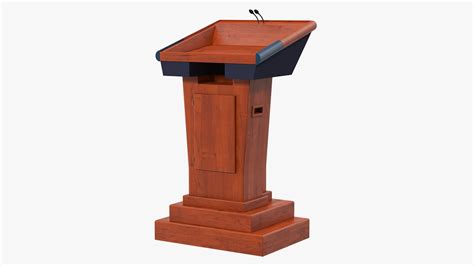 3d Wooden Speech Podium Microphones Model Turbosquid 1434875