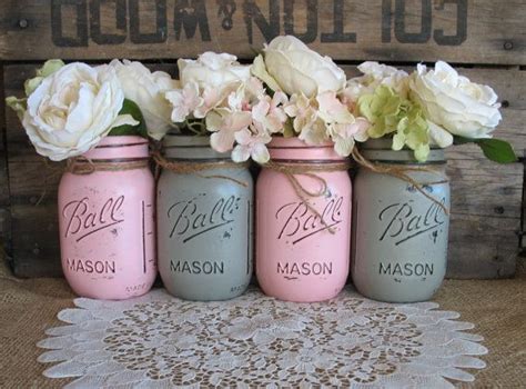 Pint Mason Jars Ball Jars Painted Mason Jars Flower Vases Rustic