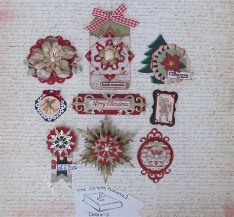 Hand Made Christmas Embellishments And Scrapbook Album Card