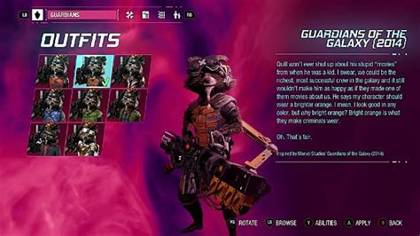 Guardians Of The Galaxy How To Unlock All Costumes Gameskinny