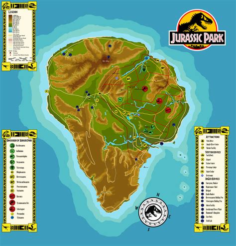 Závratě Proroctví Magnetický Jurassic Park Map Isla Nublar Tání