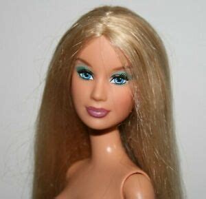 Barbie Doll Nude Blue Eyes Strait Blonde Hair Click Knees The