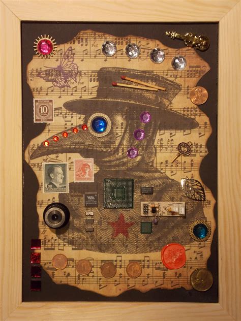 Steampunk Art Reliefcollage F14 In Wooden Frame Etsy