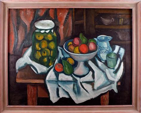 celso lagar nature morte fruit bowl tea pot and cup oil on canvas by spanish celso lagar