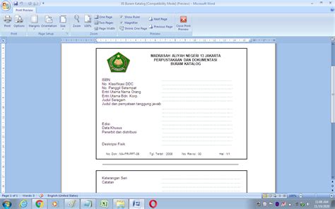 Contoh Format Dokumentasi Buram Katalog Perpustakaan Tribun Desa