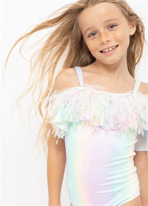 Girls Stella Cove Swimsuits One Piece Rainbow Swimsuit With Confetti Tulle Melissa Park