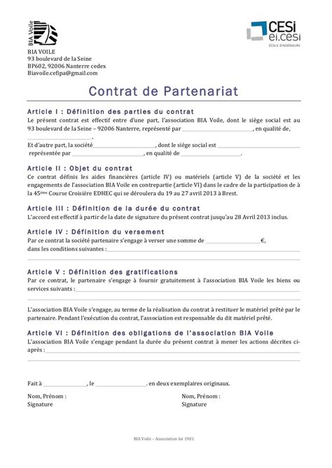 Modèle De Contrat De Partenariat Gratuit Modèle De Contrat 7f0
