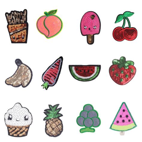 Food Fruit Patches Flower Stickers Iron On Clothes Heat Transfer