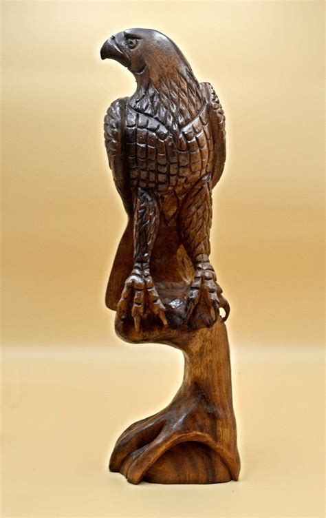 Vintage Wood Eagle Carving Large Wood Eagle Statue