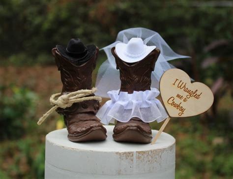 Boot Cake Topper Bride Groom Cowboy Wedding Cake Topper Hat Western
