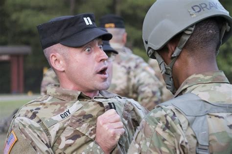 A Us Army Officer Candidate School Instructor Displays His Rank At An