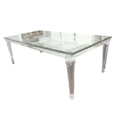 Double Spiral Lucite Pedestal Dining Table With Glass Top At 1stdibs