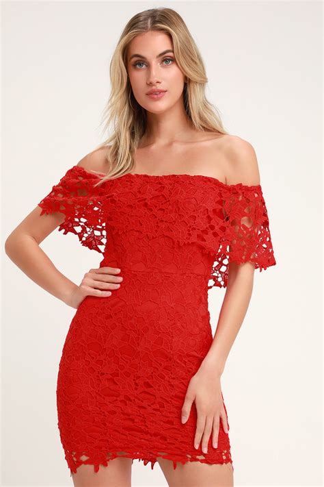 Sexy Red Lace Dress Crocheted Lace Dress Lace Bodycon Dress Lulus