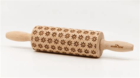 Spring Fowers Embossing Rolling Pin Laser Engraved Rolling Pin
