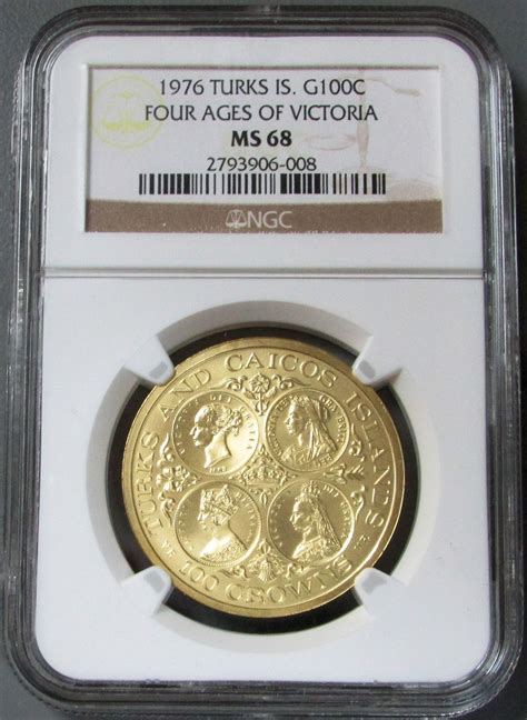 Gold Turks Caicos Islands Crowns Ngc Mint State Only