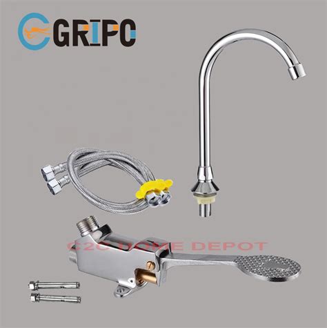 Gripo High End Stainless Full Set Hands Free Foot Pedal Faucet Hospital