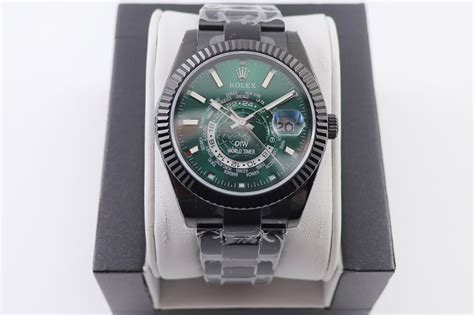 Rolex Sky Dweller Diw Custom World Timer Watches Green Dial In Black