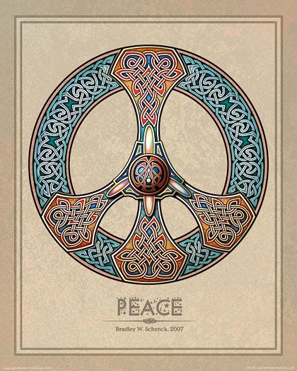 Celtic Knotwork Peace Sign Print From Archival Celtic Art Prints