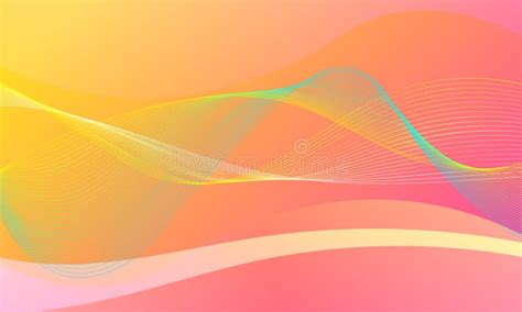 Abstract Yellow Pink Lines Curve Wave With Soft Gradient Background