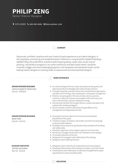 Interior Designer Resume Samples And Templates Visualcv