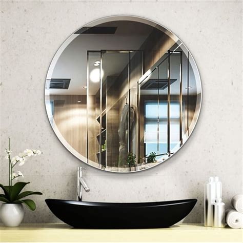 Shop Mirror Trend Round Frameless Beveled Wall Mirror Dm006 24 Dia 24 Free Shipping Today