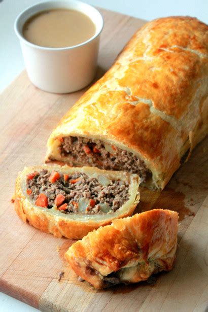 Beef/veal mince, pork mince, tins chopped tomatoes, white onion, gloves of a simple recipe that takes some time to prepare, but it will be worth it in the end. Minced Beef Wellington | Tasty Kitchen: A Happy Recipe Community!
