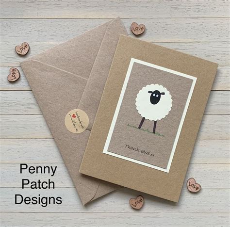 Thank Ewethank You Card Cute Handmade Sheep Design Made By Me In