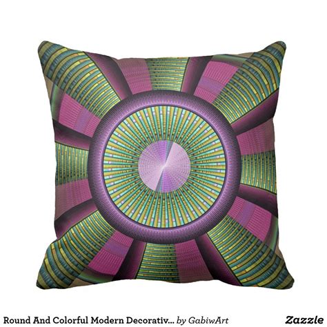 Round And Colorful Modern Decorative Fractal Art Throw Pillow Throw Pillows