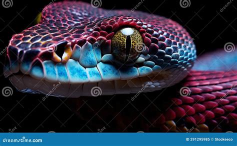 Vibrant Viper A Close Up Of A Colorful Snake Head Stock Illustration