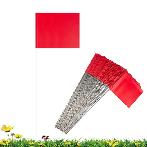 Buy 50 Pack Marking Flags Marker Flags For Lawn Ikayas 45 Inch Red