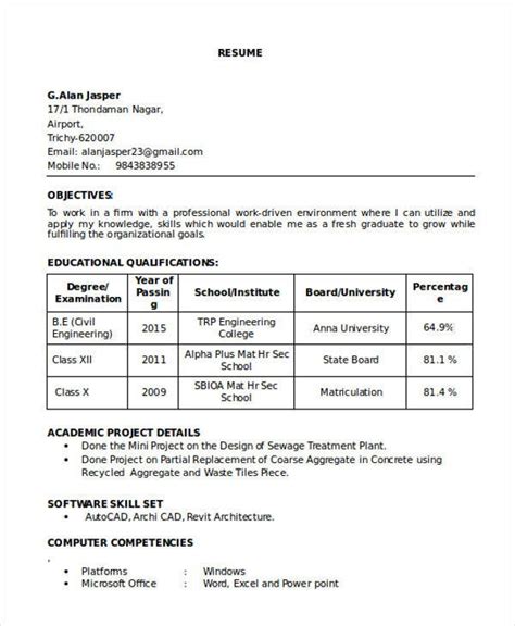 To write such objective statement in your civil engineer resume, all you need to do is to study the job description that was published; 19+ Best Fresher Resume Templates - PDF, DOC | Free ...