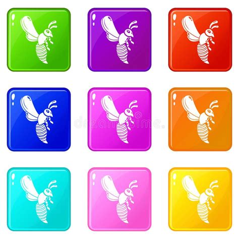 Bee Icons Set 9 Color Collection Stock Vector Illustration Of Logo