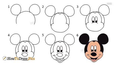 Follow these steps and occasionally refer to written instruction too. Mickey Mouse Drawing Images