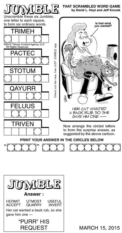 Search for jumble puzzles printable here and subscribe to this site jumble puzzles printable read more! Sample of Sunday Jumble | Tribune Content Agency (March 15 ...