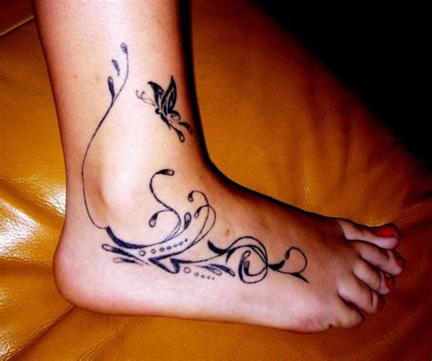 Ankle And Foot Tattoos Vines Tattoo Butterfly Foot