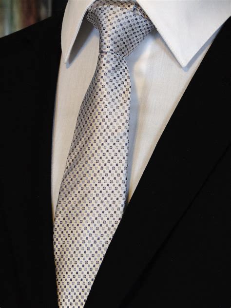 Silk Neck Ties Mens Silver Silk Necktie For The Office